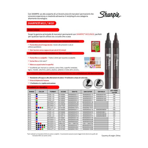 Marcatore permanente Sharpie W10 punta a scalpello 5 mm Nero S0192654